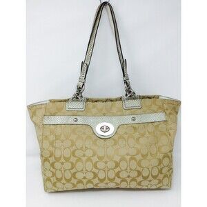Coach Shoulderbag Satchel Handbag Khaki Tote Signature Authentic No.B1193-F16541